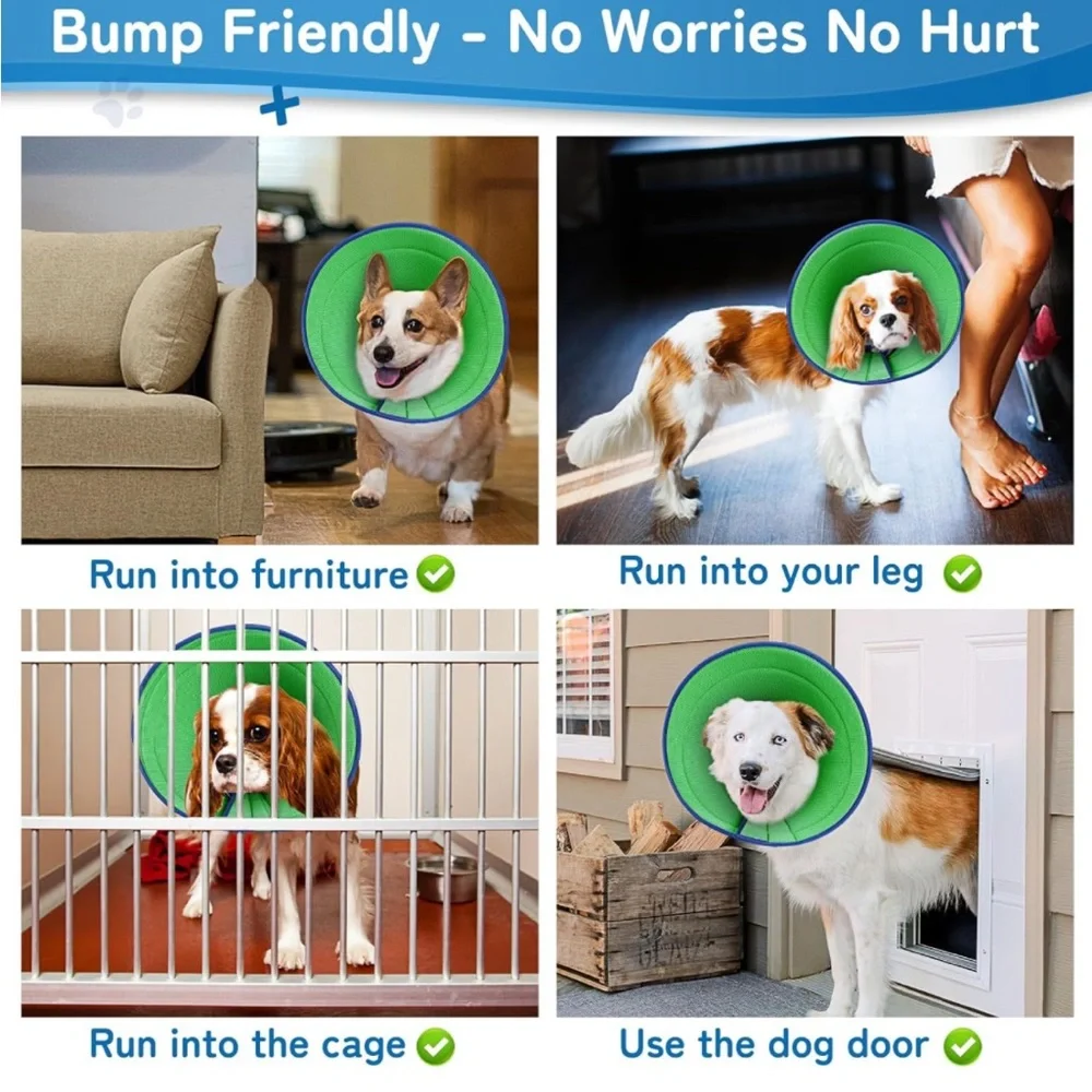 Extra soft, flexible, and adjustable dog cone collars